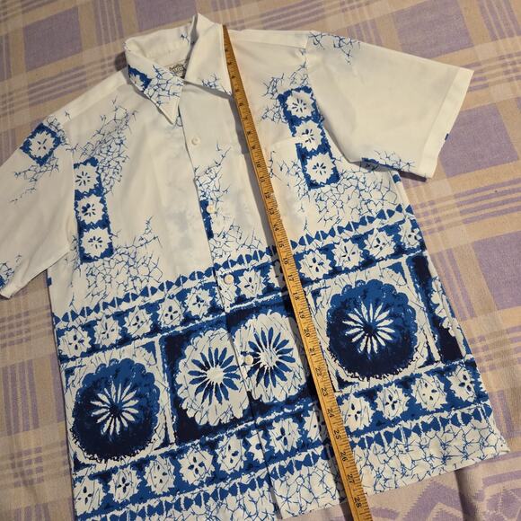 Vtg 60s 70s Malihini Shirt Mens Small Loop Collar Mod Disco Hippie Polyester - Picture 6 of 6